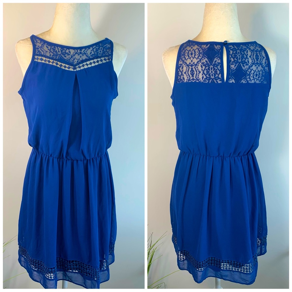 Girls size 16 Navy blue dress IZ Byer brand sleeveless formal church dress short
